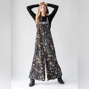 Natural Life Dakota Floral Velvet Overalls